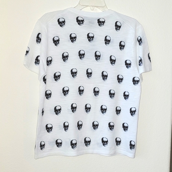 SKULL CASHMERE SUSIE TOP, Cotton, Skull Tee, White/Navy, Small, NWT - Picture 4 of 13